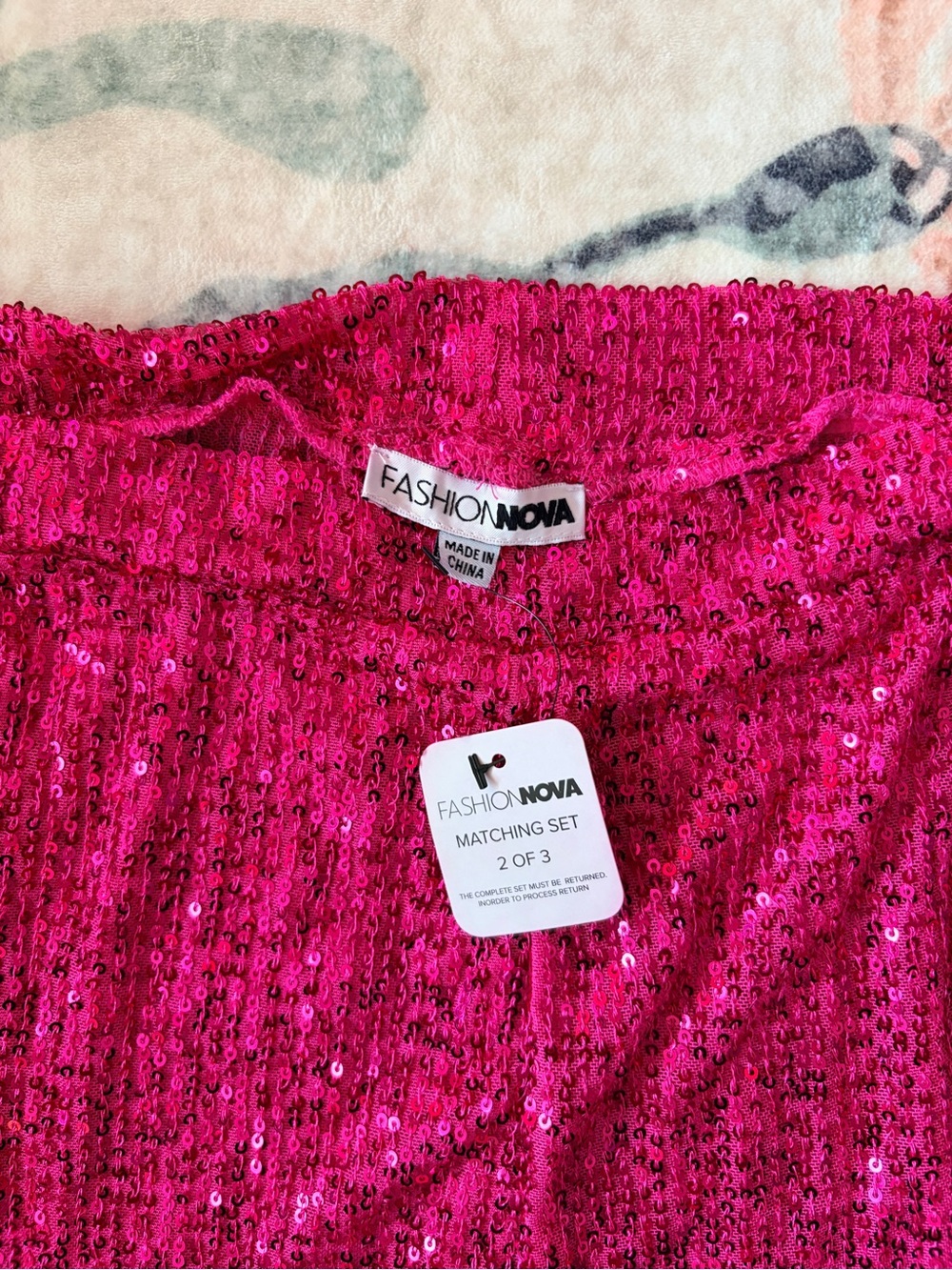 Fashion Nova Hot Pink Sparkle 3-Piece Pantsuit Set - Picture 10 of 12